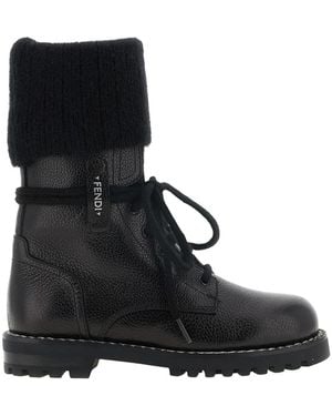 Fendi Schoenen ,Zwart ,Wol Commando Enkellaarzen