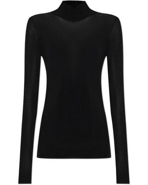 Versace Wollen Top Met Opstaande Kraag - Zwart