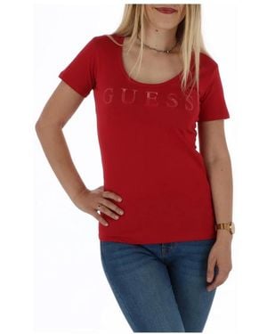 Guess Tops ,Rood ,Katoen Elegante Top Met Korte Mouwen