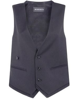 Ann Demeulemeester Gedraaide Sluiting Vest Met Katoenen Detail - Blauw