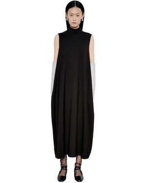 MEIMEIJ Kleedjes ,Zwart ,Polyester Mouwloze Lange, Wijdvallende Jurk