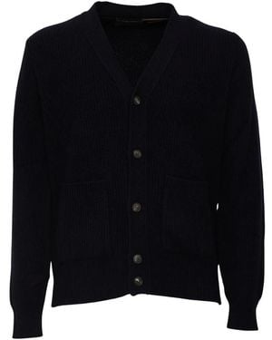 FILIPPO DE LAURENTIIS Truien & Vesten ,Blauw ,Wol Geknoopte Cardigan - Zwart