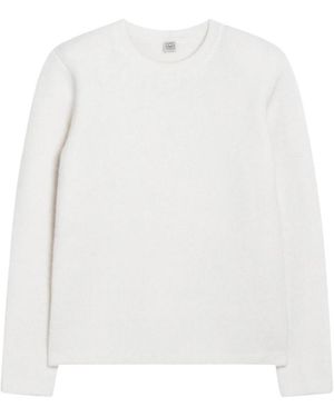TOTEME Strukturierter Rundhals-Strickpullover - Weiß