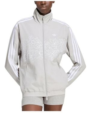 adidas Fitness ,Grijs ,Polyester Floral Gfx Firebird Loose Track Jacket