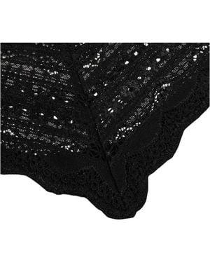 Rosemunde Longsleeve Seiden-T-Shirt Mit Spitze - Schwarz