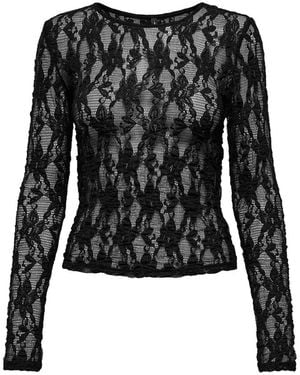 ONLY Onlalba L/S Lace Top Jrs - Zwart