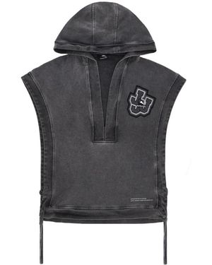 Mauna Kea Hoodies & Sweatvesten ,Zwart ,Katoen Zwarte Hooded Poncho Sweatshirt Triple J