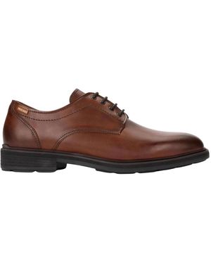 Pikolinos Schoenen ,Bruin ,Leer Pamplona Leren Veterschoenen