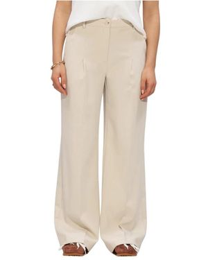 Another Label Broeken ,Polyester Almoore Geplooide Broek - Naturel