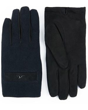 Paul & Shark Hochwertige Lederhandschuhe Mit Corduroy-Akzent - Blau