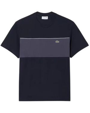 Lacoste Tops ,Zwart ,Katoen Colorblock Katoenen T-Shirt - Blauw