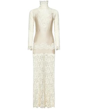 Rabanne Weiße Blumen Spitzenkleid Mit Schlitz