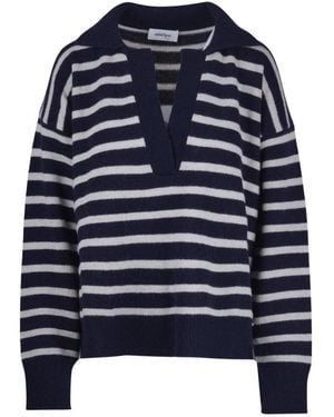 Ottod'Ame Truien & Vesten ,Blauw ,V-Hals Gebreid