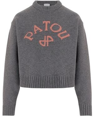 Patou Pullover Aus Wolle Und Kaschmir Mit Logo - Grau