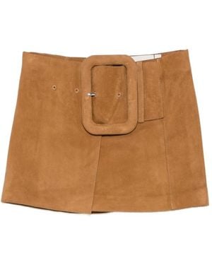 Ami Paris Rokken ,Bruin ,Leer Buckled A-Line Mini Rok
