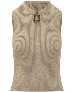 JW Anderson Tops ,Katoen Zip Tanktop - Naturel