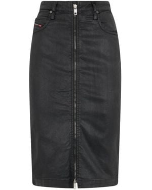 DIESEL Midi-Rok Van Denim - Zwart