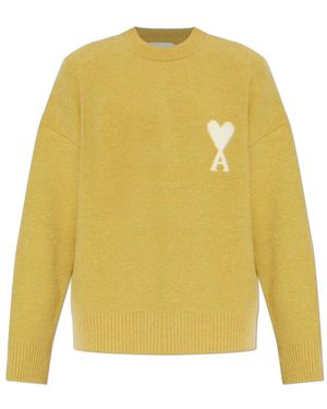 Ami Paris Round-Neck Knitwear - Geel