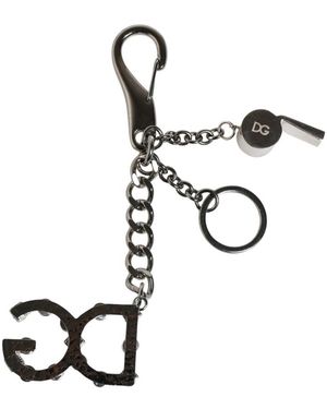 Dolce & Gabbana Accessoires ,Grijs ,Kristallen Ring Sleutelhanger - Zwart