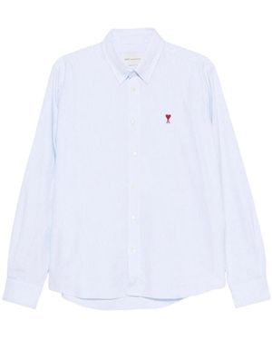 Ami Paris Overhemden ,Blauw ,Katoen Bfush 063Co 0087 Gestreept Button-Down Shirt - Wit