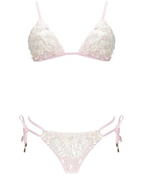 Miss Bikini Badmode ,Roze ,Pailletten Triangle Lace Bikini With Sequins