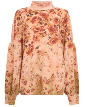 Alberta Ferretti Floral Pullover Mit Stehkragen - Pink