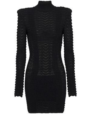 Balmain Mini-Jurk Met Lange Mouwen - Zwart
