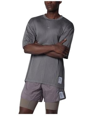 Satisfy Tops ,Grijs ,Polyester Aura Lite Plissé T-Shirt