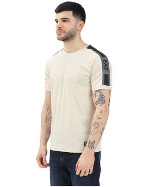 EA7 S t-shirt mit kontrastdetails - Natur