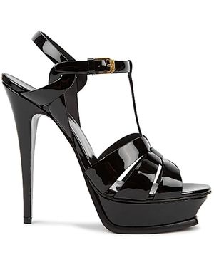 Saint Laurent Sandalias De Tacón Alto De Cuero, Mujer, Talla - Negro
