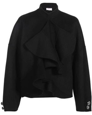 PUCCI Jassen ,Zwart ,Wol Zijden Virgin Wool Jas Met Ruches
