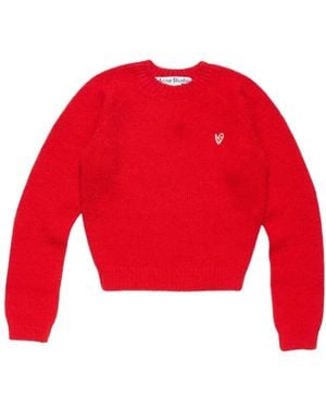 Acne Studios Truien & Vesten ,Rood ,Katoen Helderrode Trui