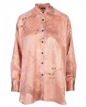 Kiton Overhemden ,Roze ,Leer Shirt Met Bloemenprint
