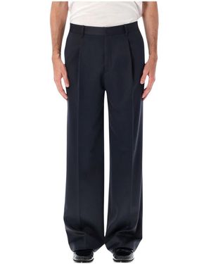Lardini Broeken ,Blauw ,Wol Gevouwen Wollen Broek