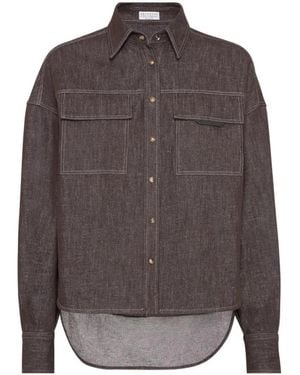 Brunello Cucinelli Stijlvolle Shirt Voor Mannen - Grijs
