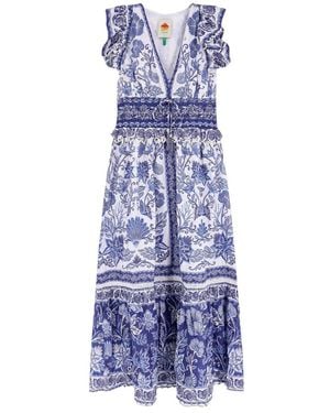 FARM Rio Shell Garden Maxi Jurk - Blauw