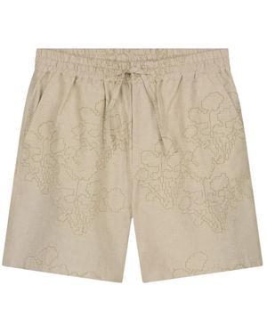 OLAF HUSSEIN Korte Broeken ,Katoen Embroidered Flower Shorts - Naturel