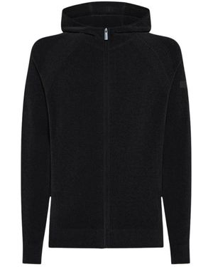 Rrd Velvet Hood Zip Knit - Schwarz