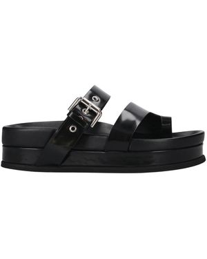 Premiata Schoenen ,Zwart ,Leer Leren Platform Sandaal