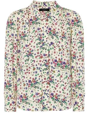 Gucci Overhemden ,Veelkleurig ,Zijden Blouse Met Strik - Wit