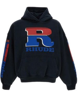 Rhude Brushed Cotton Hoodie - Blauw