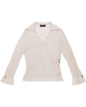 Nenette Overhemden ,Satijn Gestreepte Wikkelblouse - Wit