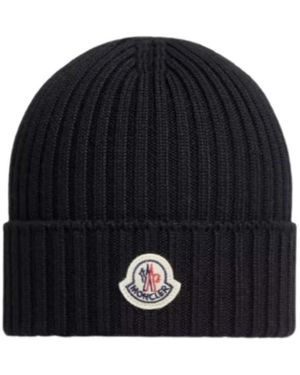 Moncler Accessoires ,Zwart ,Wol Wool Beanie