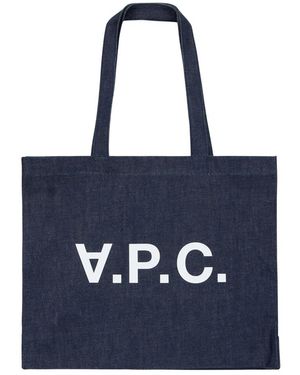 A.P.C. Tassen ,Blauw ,Katoen Tote Bag Met Logo