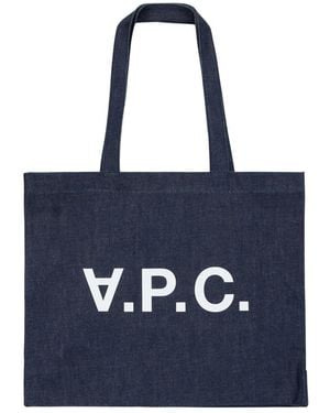 A.P.C. Tassen ,Blauw ,Katoen Tote Bag Met Logo