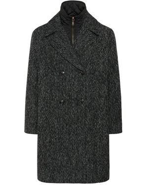 Cream Double-Breasted Coats - Negro