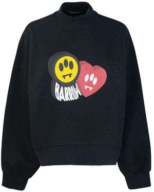 Barrow Hoodies & Sweatvesten ,Zwart ,Katoen Zwarte Trui Met Strassprint