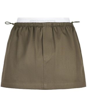 Alexander Wang Rokken ,Groen ,Mid Rise Mini Logo Elastic Rok