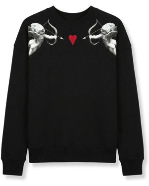 Fiorucci Hoodies & Sweatvesten ,Zwart ,Relaxed Double Cupid Sweatshirt