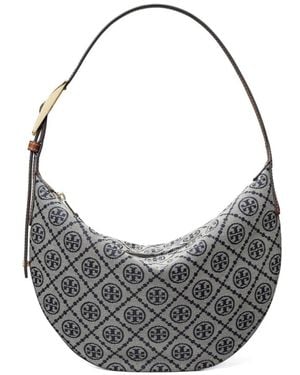 Tory Burch Monogramm-Druck Mehrfarbige Schultertasche - Grau